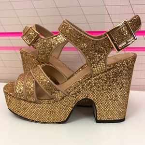ASOS Gold Glitter Chunky Platform Sandals